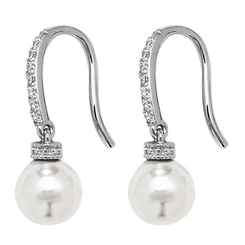 Aya Pearl & Cubic Zirconia Drop Earrings