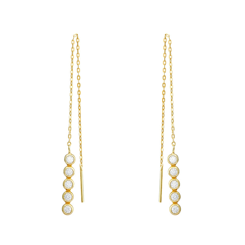 Gold Plated Cubic Zirconia Chain Drop Earrings