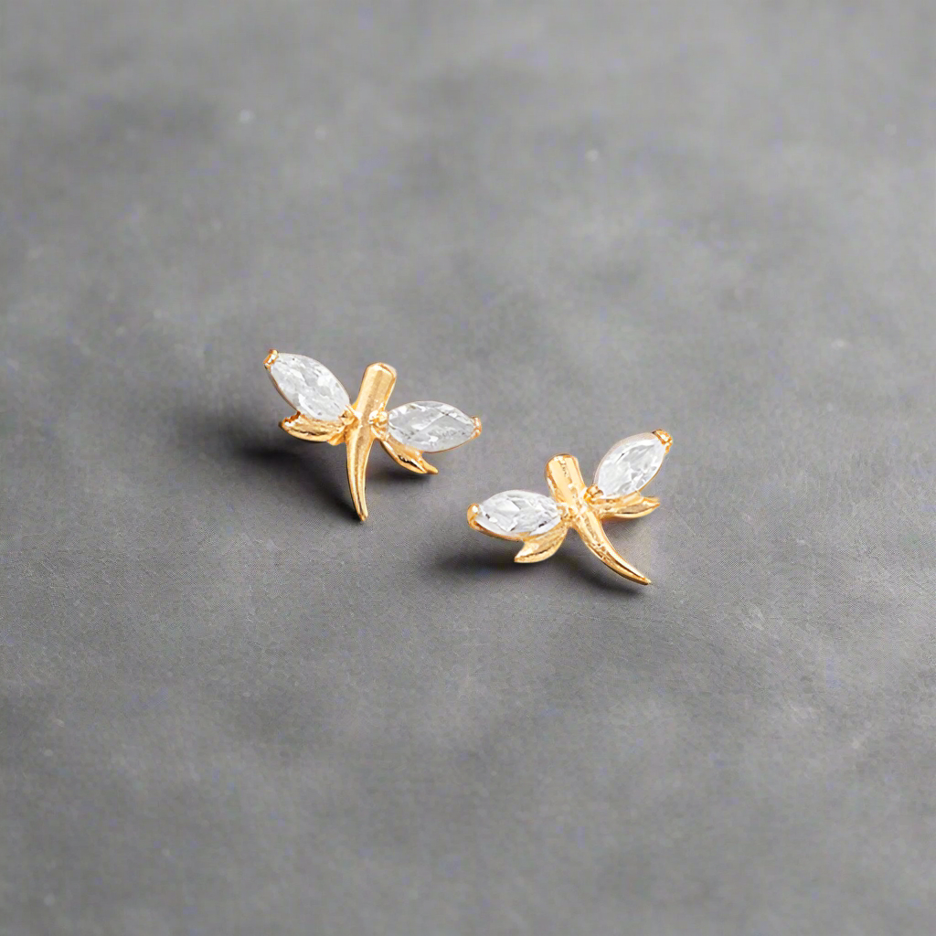 9K Gold Dragonfly Of Dreams Studs