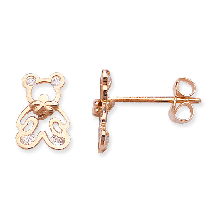 9K Cubic Zirconia Teddy Bear Earrings