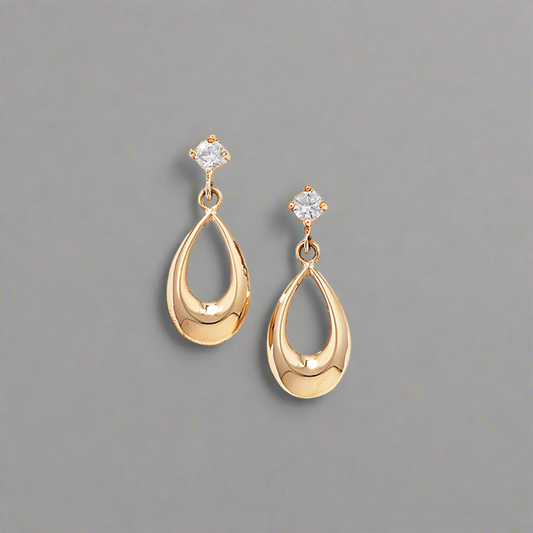 9K Gold & Cubic Zirconia Drop Earrings