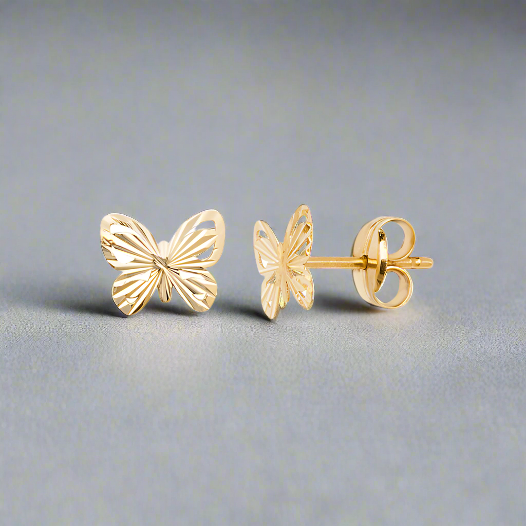 9K Wire Butterfly Studs