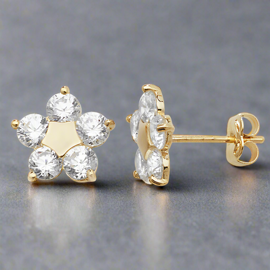 9K Gold Floral Cluster Studs