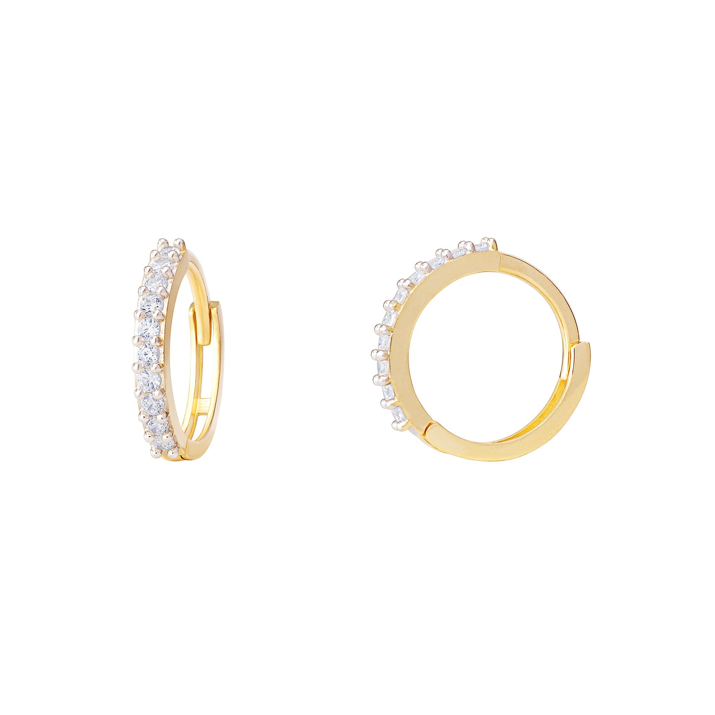 9K Cubic Zirconia Hinged Hoop Earrings