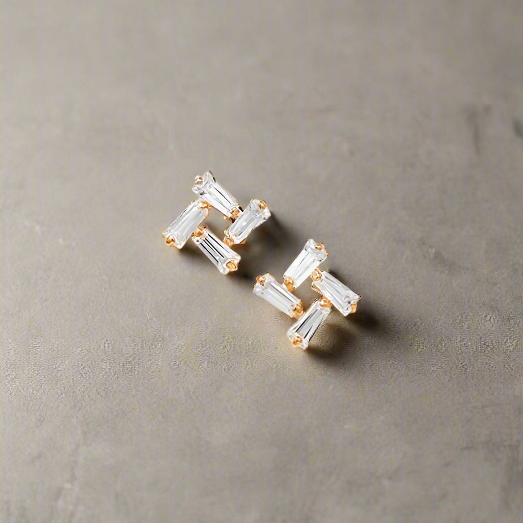 9K Gold & Cubic Zirconia Quadli Studs