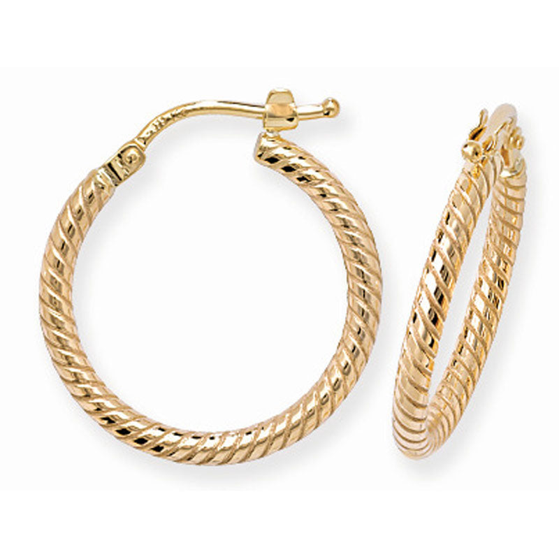 9K Gold Ribbed Hoop