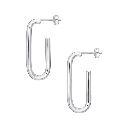 Sterling Silver Classic Drop Hoop Earrings